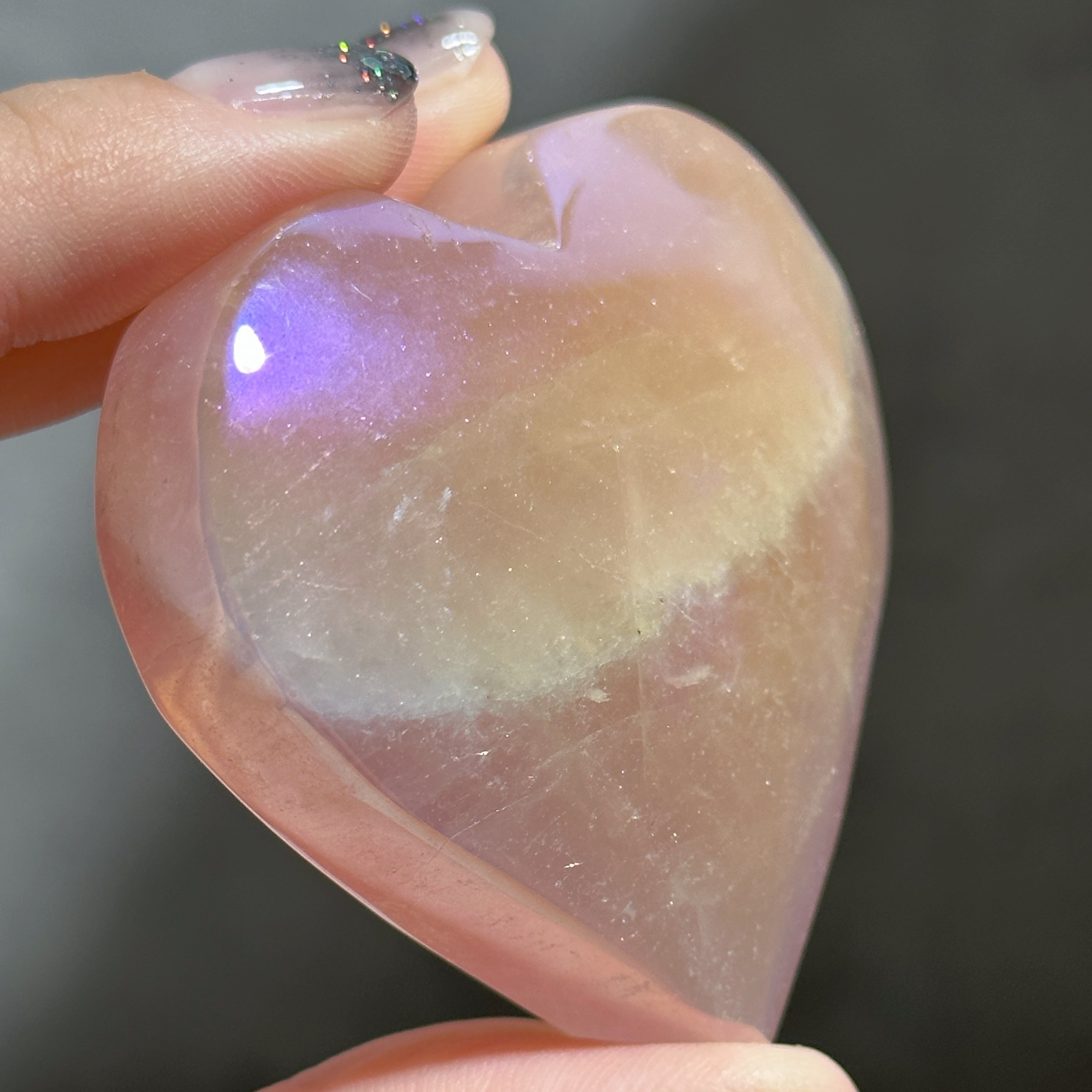 エンジェルオーラローズクォーツ ハート42♡Angel Aura Rose Quartz