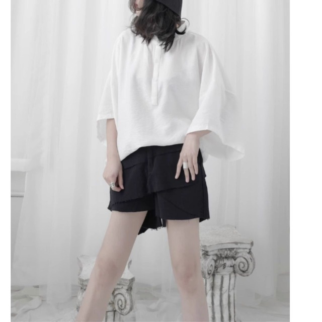 Stand-up collar, large cuff shirt【2color】 C0405