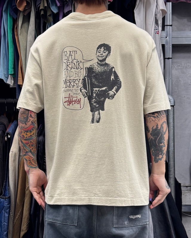 90’s old stussy Photo Design Tee “黒タグ” “REMIXED CLASSICS” “EAT DRINK AND BE MERRY” 【下北沢店】