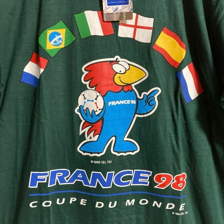 希少90sヴィンテージFIFA98年フランスWカップ国旗フティックスTシャツ
