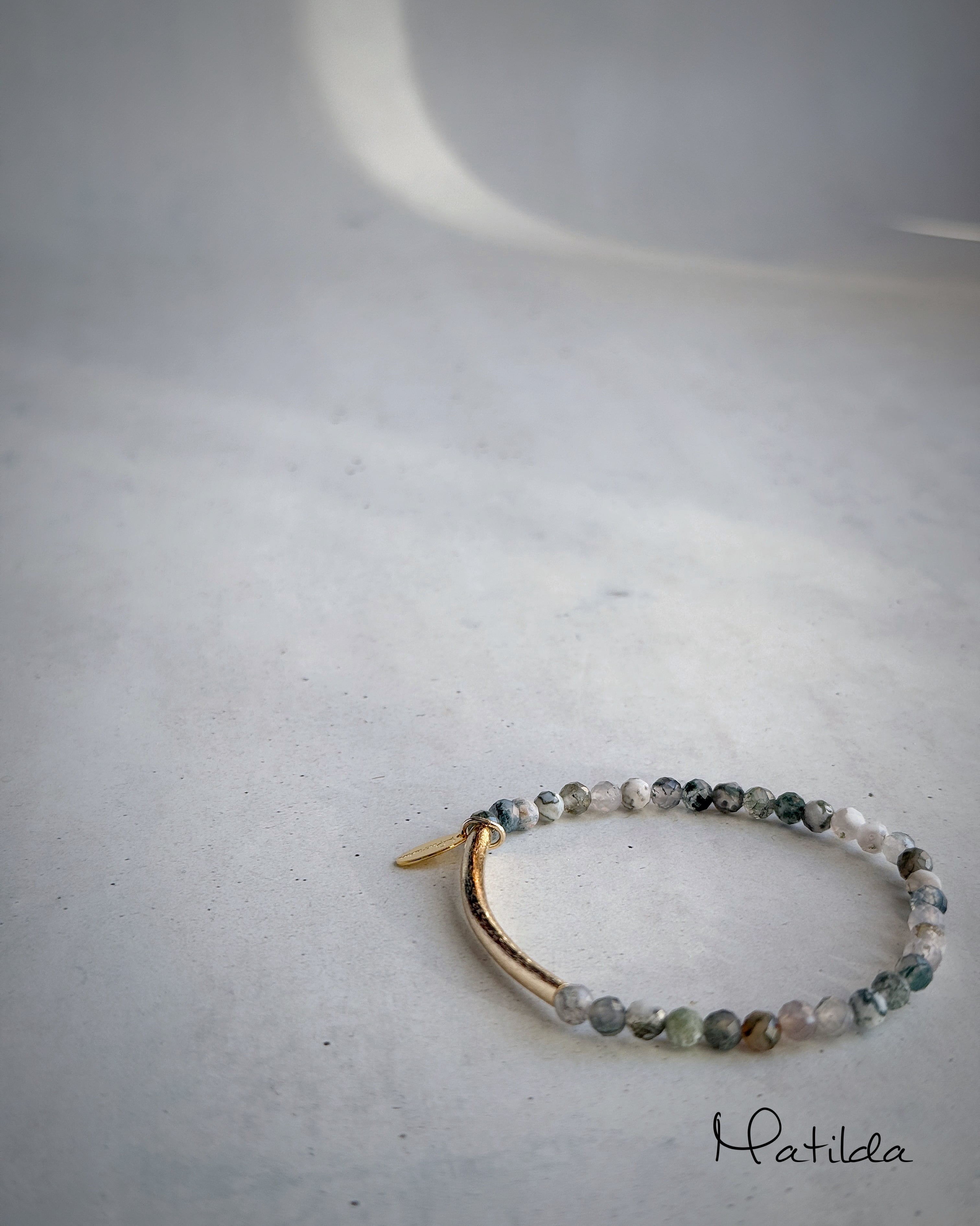 Tube & stone bracelet(モスアゲート)