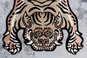 Tibetan Tiger Rug 《Sサイズ•シルク・オリジナル2・ナチュラルサンド379》チベタンタイガーラグ