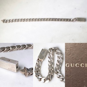 GUCCI silver flat link chain bracelet (size21)