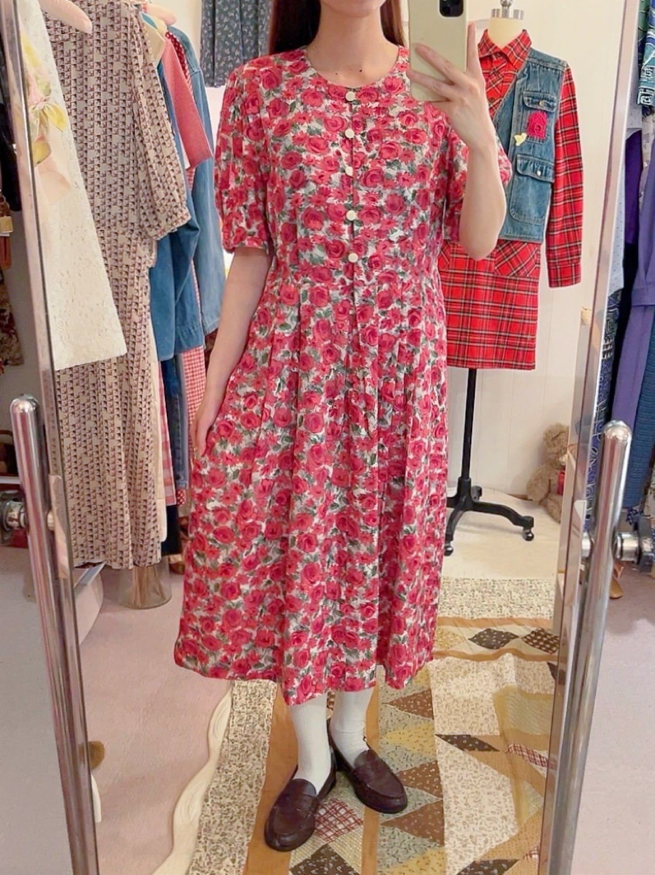 ROBERTA / pink rose garden one-piece