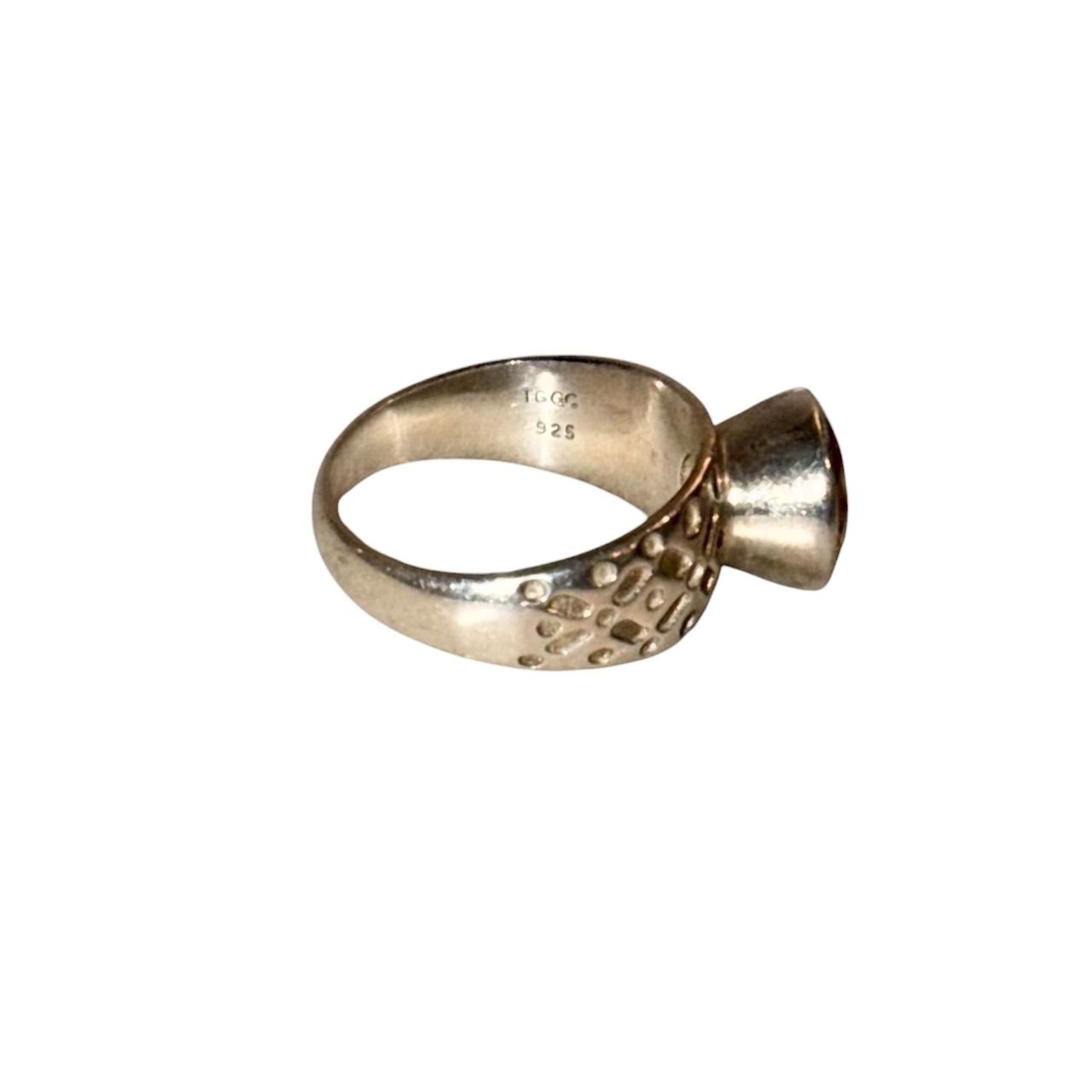 vintage engraved silver citrine ring