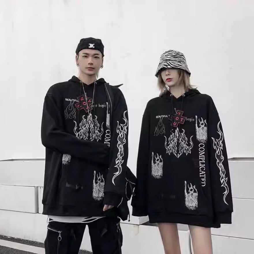 パーカー ユニセックス 刺繍 クール 闇かわいい バンギャ｜天使と悪魔