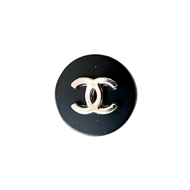 【VINTAGE CHANEL BUTTON】ブラックシルバーココマークボタン 14mm C-26080