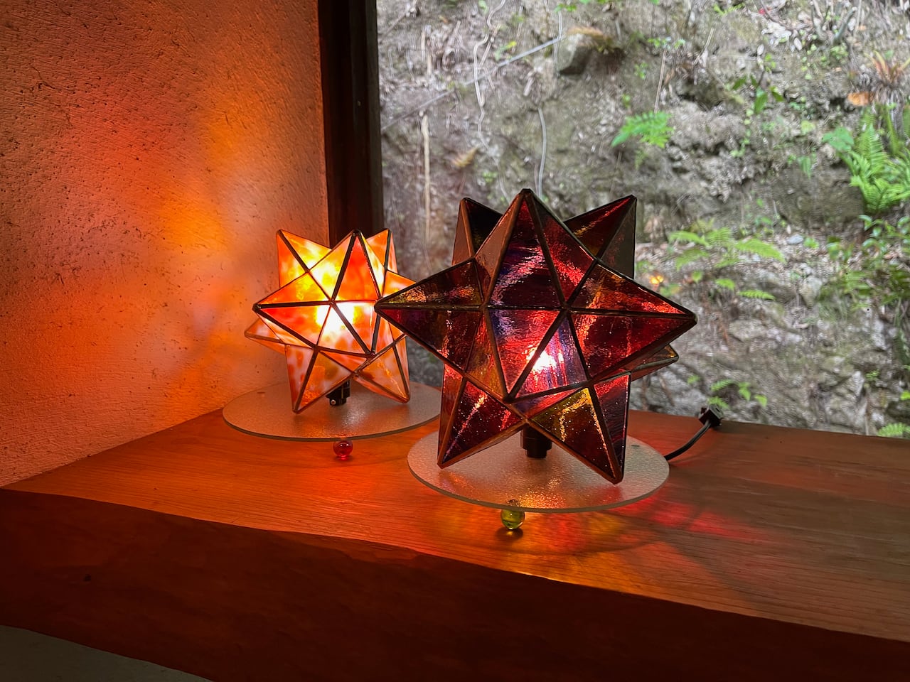 限定品】星のランプ（ORANGE）（ステンドグラスのオブジェランプ