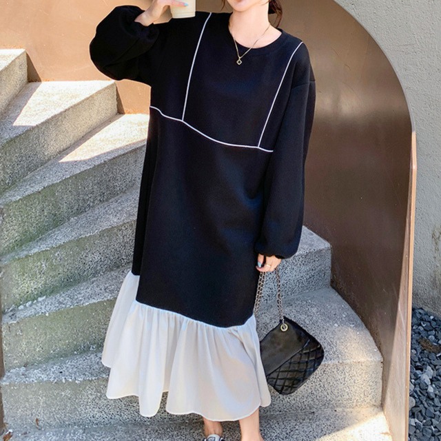 バルーンスリーブ切替ワンピース A0321