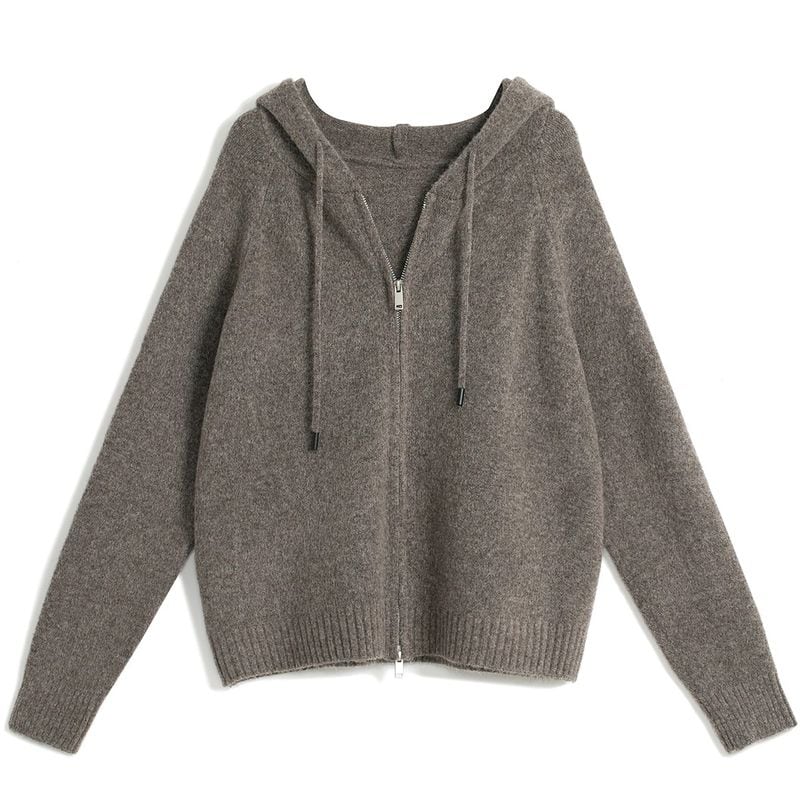 Double-Zip Knit Hoodie A0007