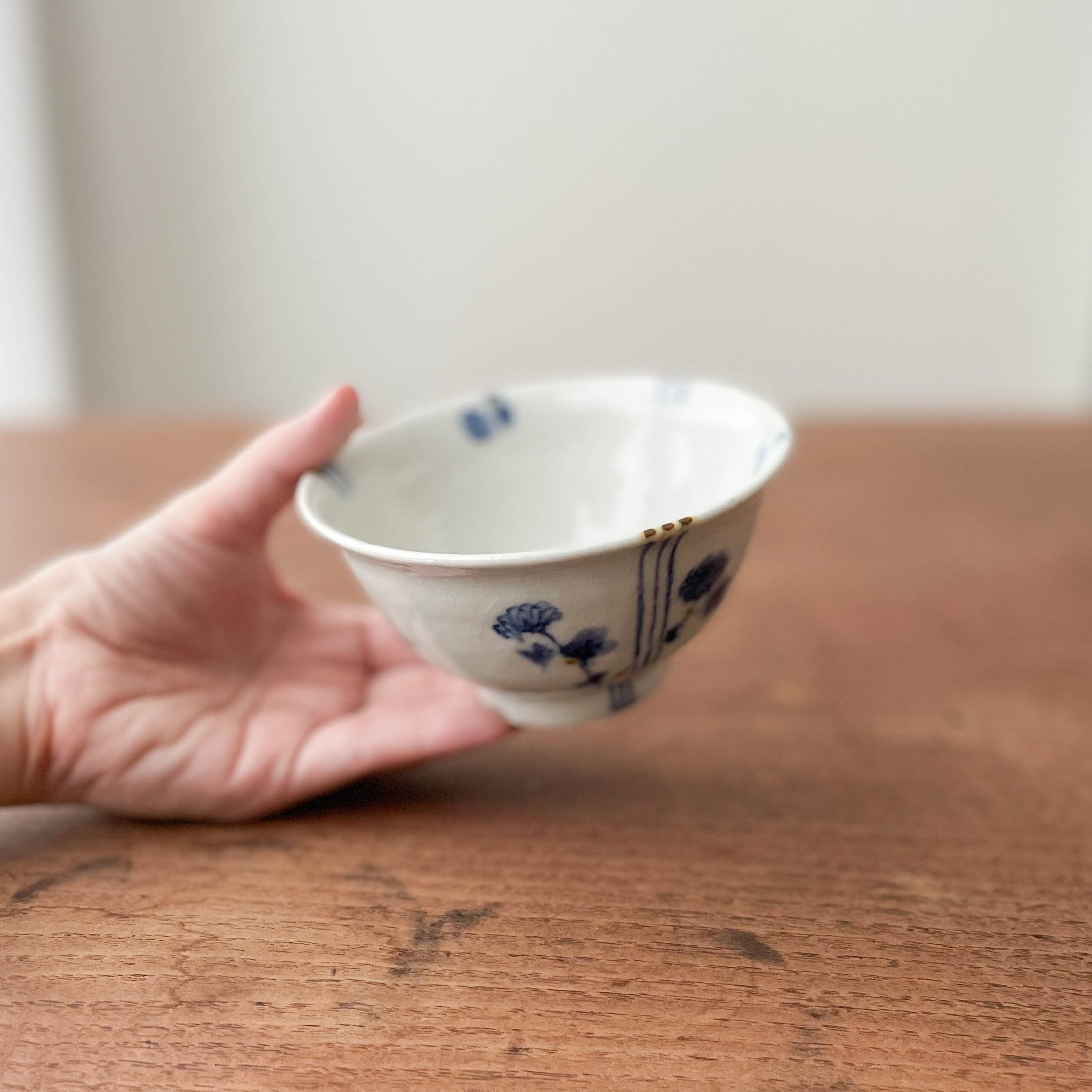 京焼 清水焼 陶あん窯 色絵 高台小鉢 絵変り 四季草花 6客セット