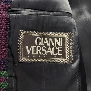 vintage GIANNI VERSACE COUTURE purple plaid tweed coat