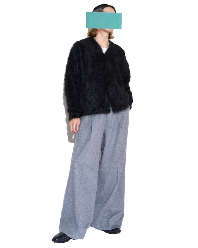 ssstein "CASHMERE SHAGGY KNIT V NECK CARDIGAN〔BLACK〕"