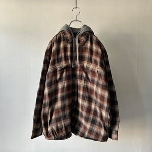 -CRAFTSMAN- check design hooded quilting shirt