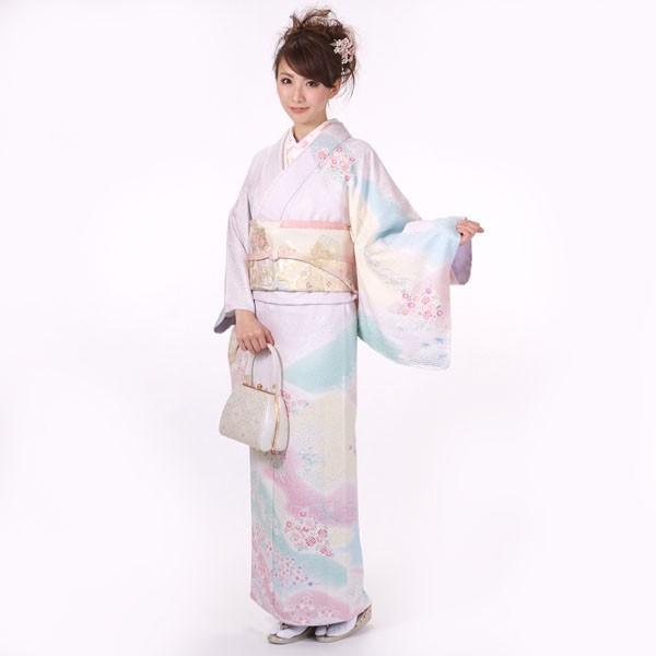 きもの山喜】訪問着 正絹 仕立て上がり 着物 単品 紫 結婚式 入学式