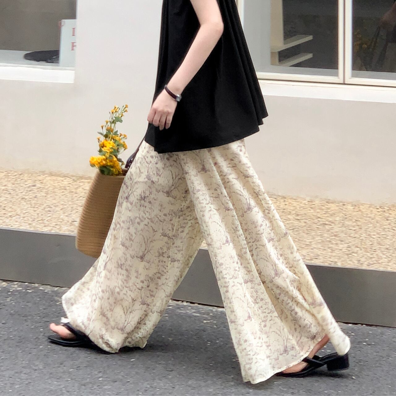 Relax flare wide pants 00473