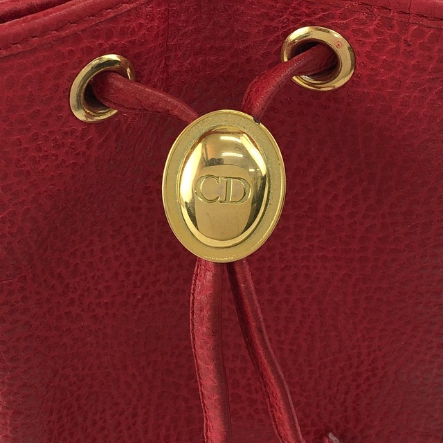 Christian Dior クリスチャン ディオール ハンドバッグ レッド オーバル レザー ミニバッグ 巾着 vintage ヴィンテージ オールド 46ensx