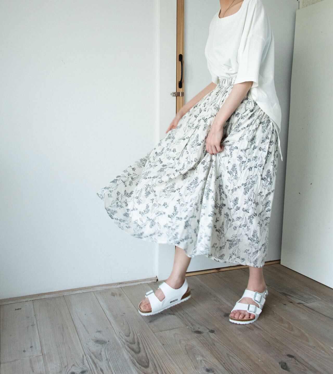 コットンジャガードフレアスカート_OWH×FLW