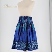 フラダンス 衣装 パウスカート パウスカートショップ ブルー系 PauSkirtShop 日本製 シングル シンプル ワントーン モンステラ柄 かわいい 華やか 鮮やか 深い青 大人っぽい ハワイアン アロハ ハワイアンプリント フラ ダンス レッスン 練習