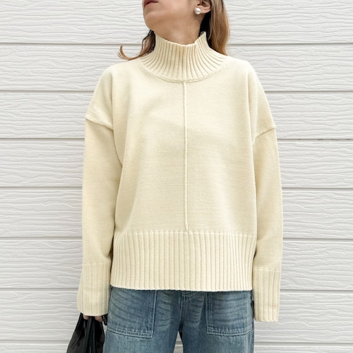 リブハイネックニット