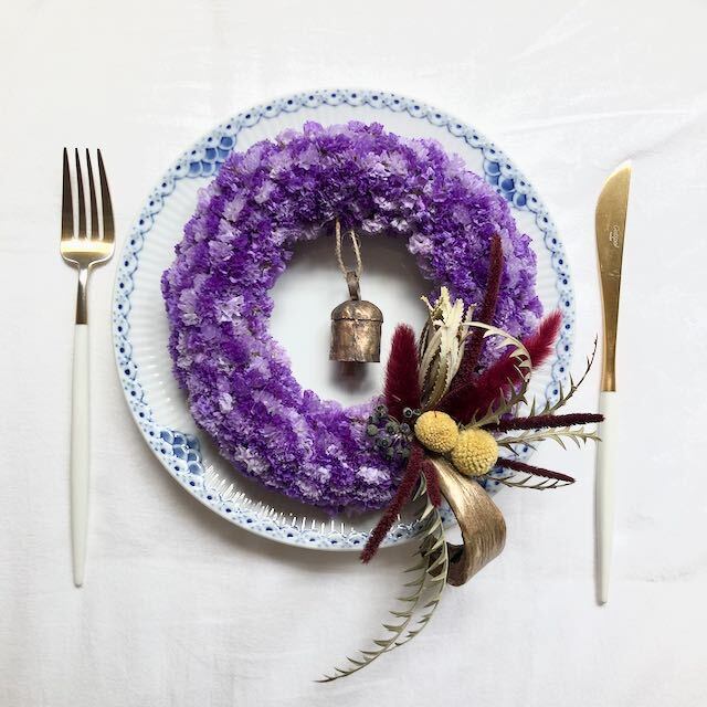 Dried flower statice wreath　スターチスリース⭐︎紫の大人可愛いドライフラワーリース ドアリース　ドアベル付きリース  /0021 | number12 powered by BASE