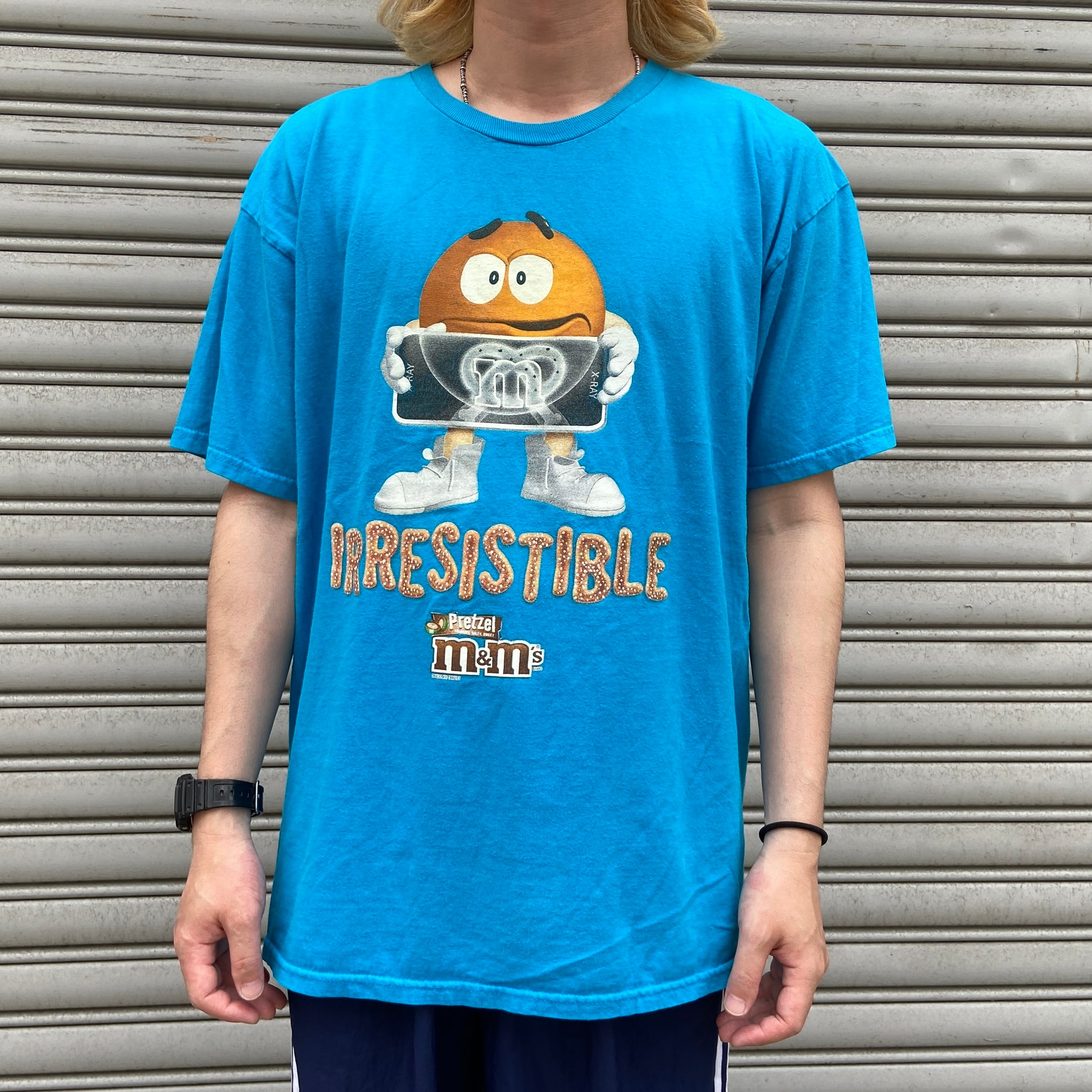 90s M&M'S エムアンドエムズ プリントTシャツ キャラT 青 XL | 古着