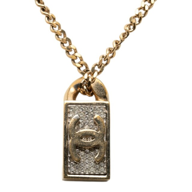 シャネル ココマーク ネックレス ゴールド メッキ ラインストーン レディース CHANEL 【中古】