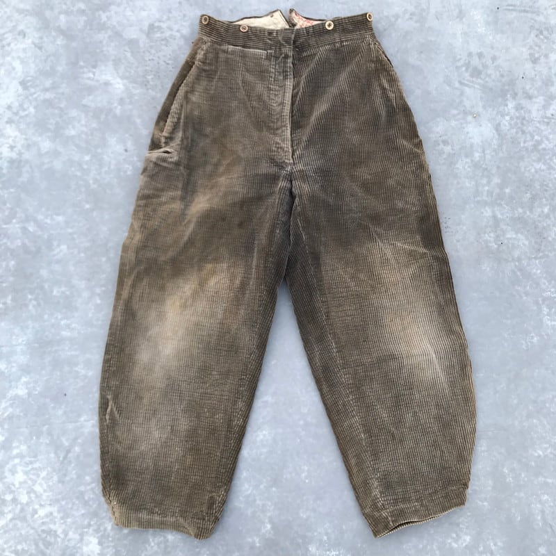 30's 40's ADOLPHE LAFONT アドルフラフォン 太畝コーデュロイ ファーマーズパンツ ダミアン グレー フランス製 ワーク W32 希少 ヴィンテージ