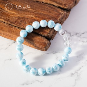 【1点もの】波模様はっきりラリマーブレス［ラリマー／水晶］