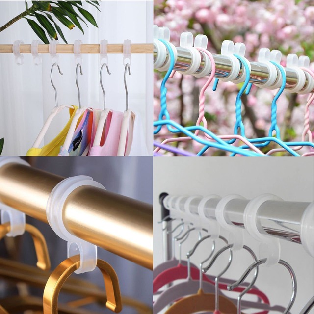 【在庫処分】Yorkereynom ハンガーストッパー 50個入り 物干しフック ハンガーキャッチ ハンガーフック ハンガーホルダー 物干し竿 プラスチック 25mm-30mm 固定 防風 強風対策 滑り止め 屋外 透明