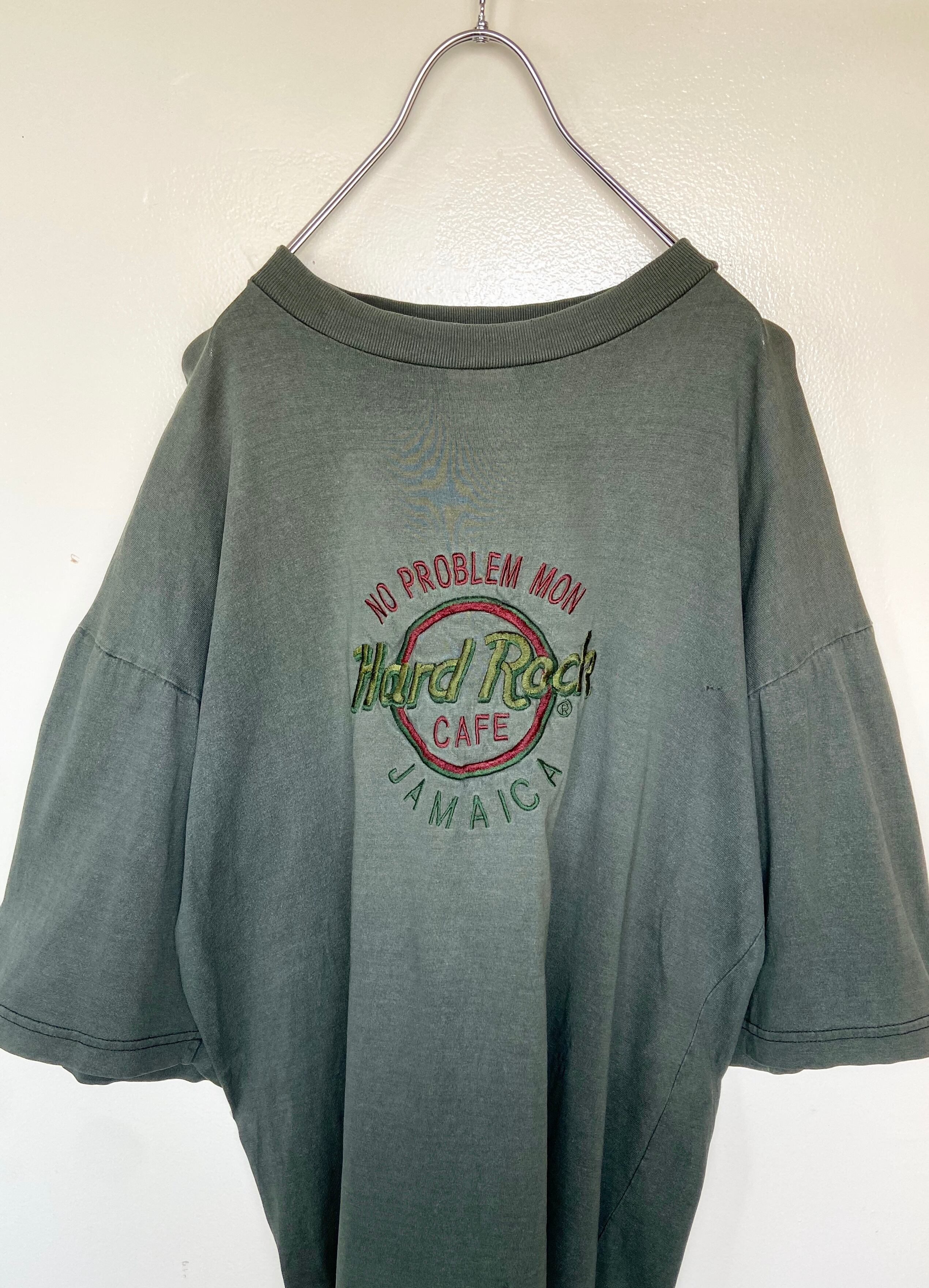 リメイク古着 Hard Rock Cafe/ハードロックカフェ ビンテージ 刺繍ロゴ 半袖 アースカラー 