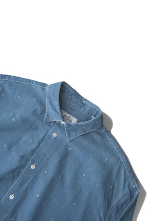 "HERMÈS" Embroidered Key Motif Cotton Shirt Made in FRANCE (Design by Véronique Nichanian)