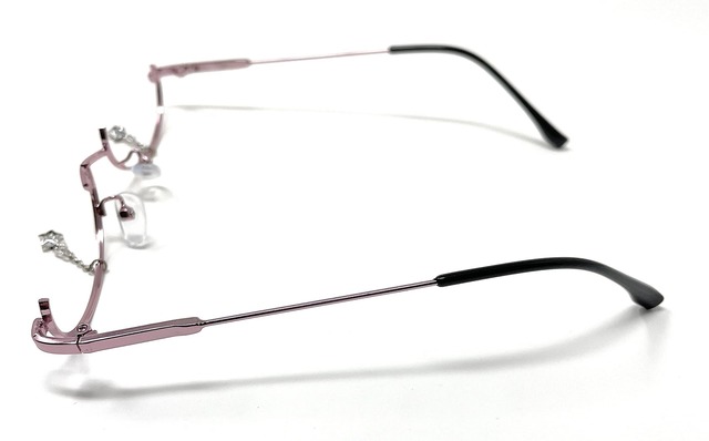 [TOKYO GOODS MARKET] 【ぴゅありぼん】 チャーム 付き レンズなし オーバル ハーフリム 伊達メガネ 下フレーム ファッションメガネ 萌えメガネ フリーサイズ (ピンク)