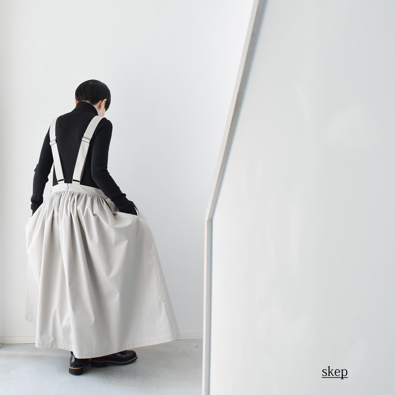 専用skep　スケップ　ギャザージャンパースカート：グレー ギャザージャンパースカート：グレー［SK03JSGY］ | skep-online shop