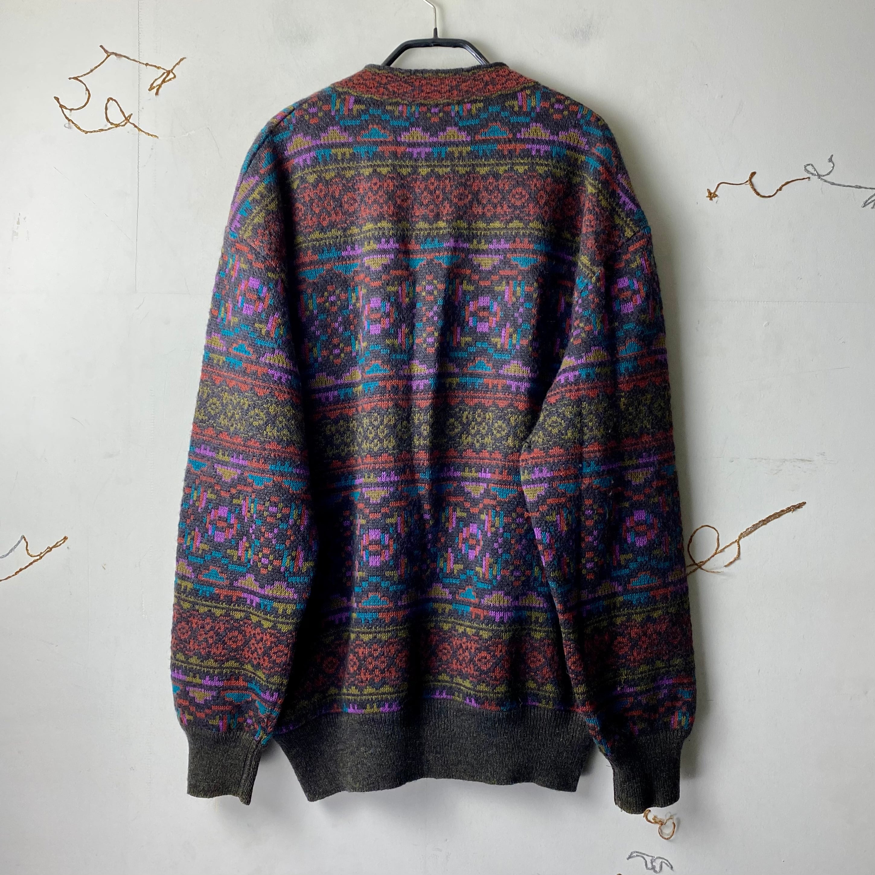 vintage MISSONI UOMO native pattern V-neck wool sweater | NOIR ONLINE