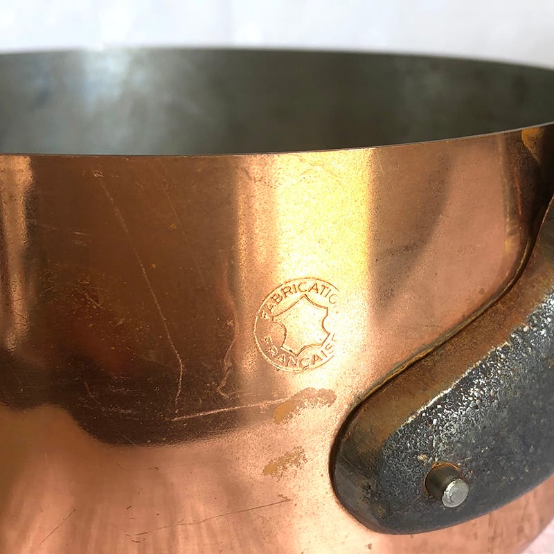 フランス製 FABRICATION FRANCAISE 銅片手鍋 銅鍋 直径160mm 12KWbl7