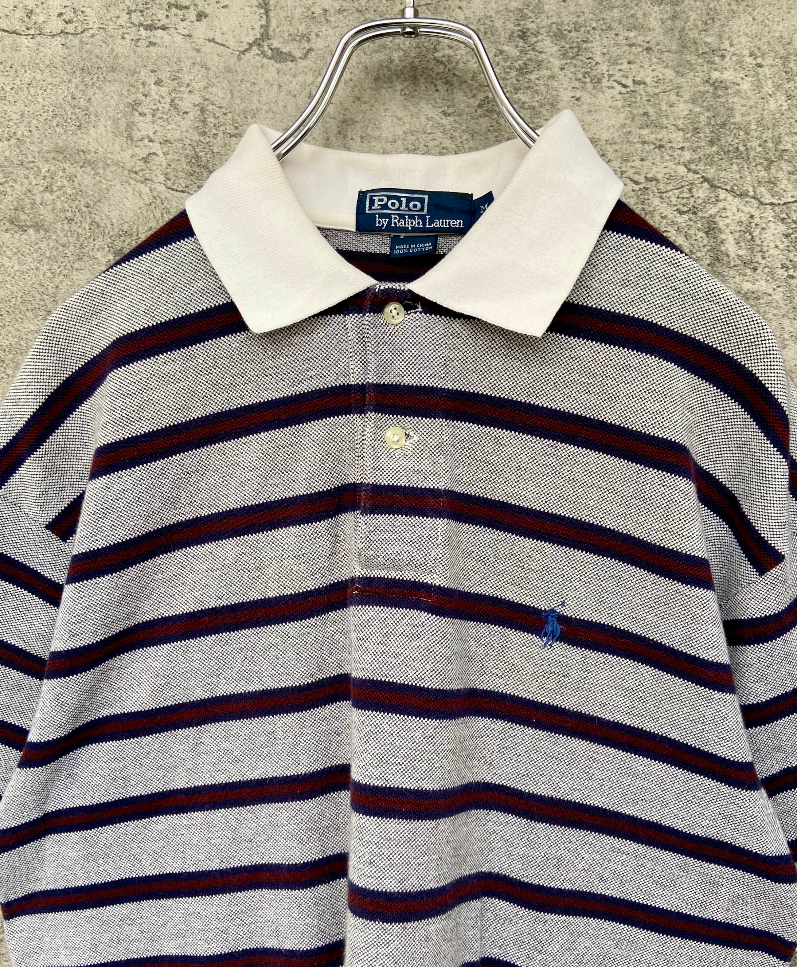 POLO RALPH LAUREN/ポロ ラルフローレン 刺繍 ラガーシャツ ボーダー ポロシャツ