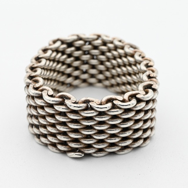 Silver Mesh Knitted  Ring  #17.5 / Denmark