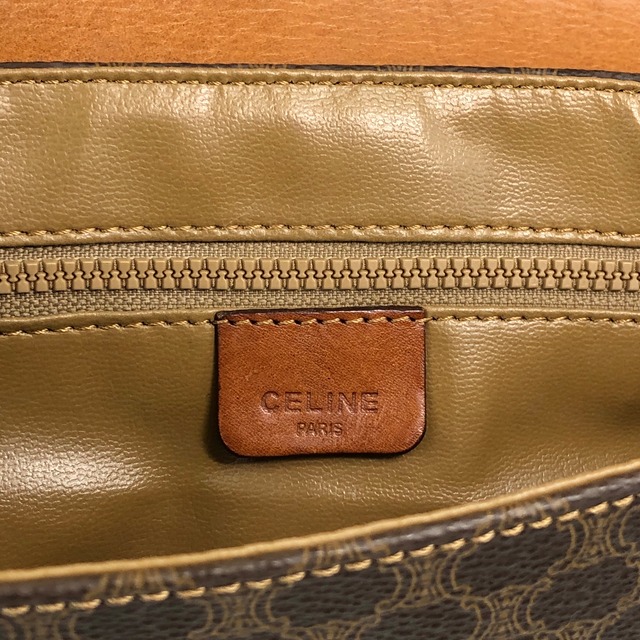 CELINE セリーヌ マカダム ショルダーバッグ ブラウン ブラゾン型押し PVC vintage ヴィンテージ オールド u8j887