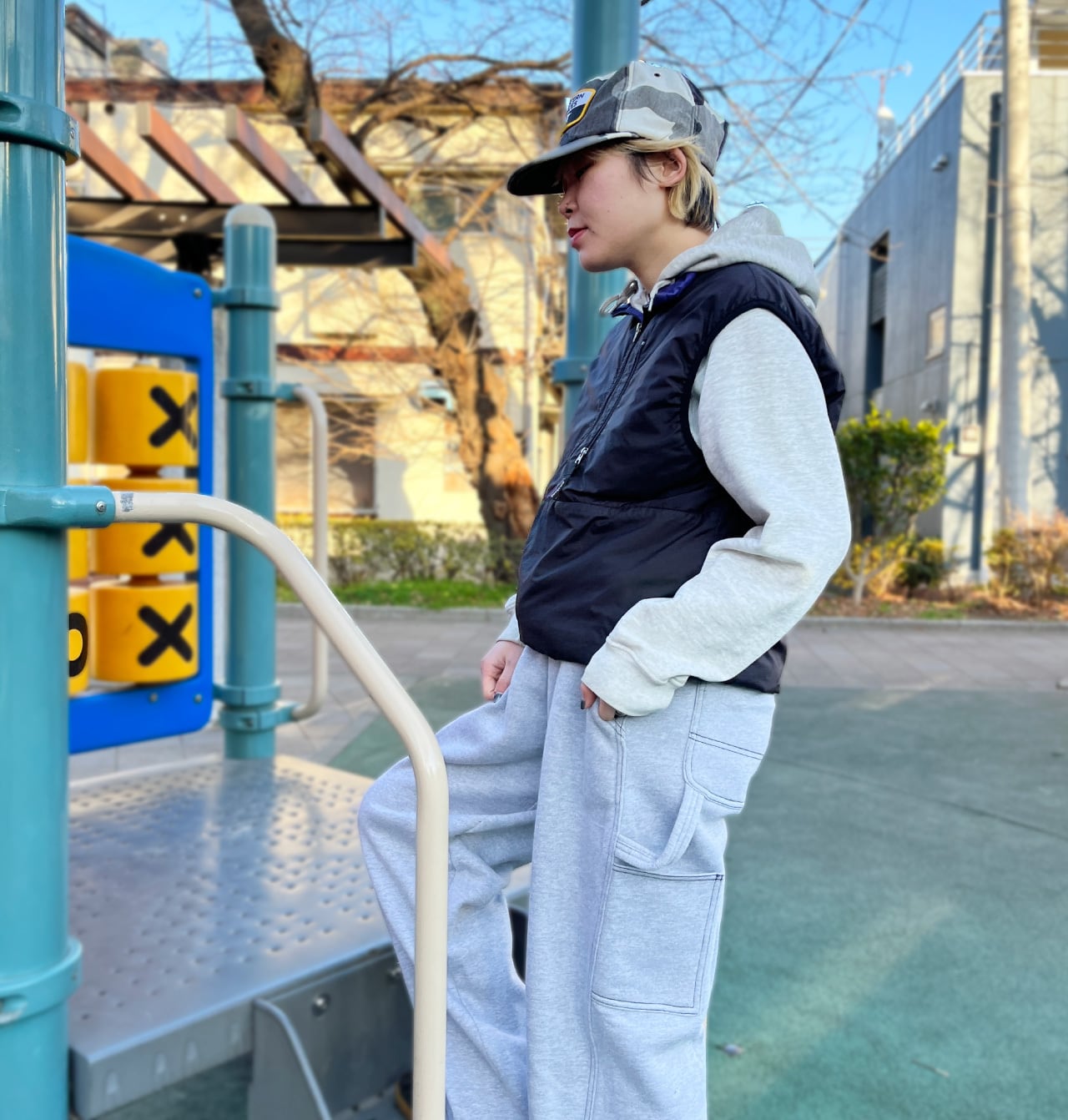 NEO BLUE】BAGGY CARPENTER SWEAT PANTS | blank pizza studio