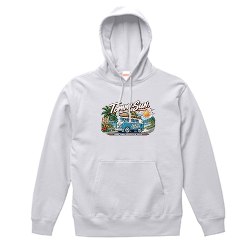 "RETRO SURF VAN" クラシックビーチグラフィック プルオーバーパーカ