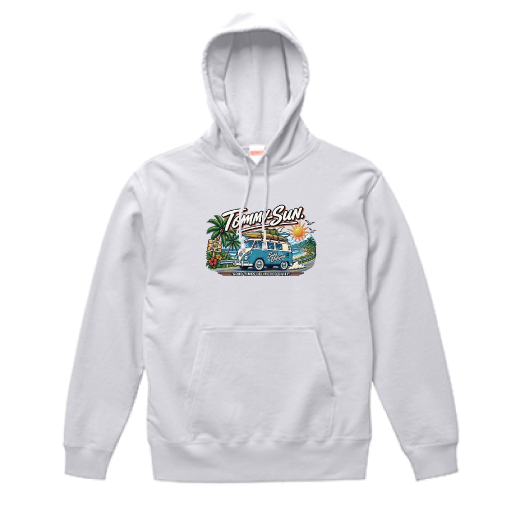 "RETRO SURF VAN" クラシックビーチグラフィック プルオーバーパーカ