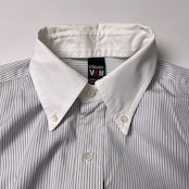VAN JAC ヴァンヂャケットclassics ストライプ BD 長袖シャツ ホワイト ネイビー/襟付け替え