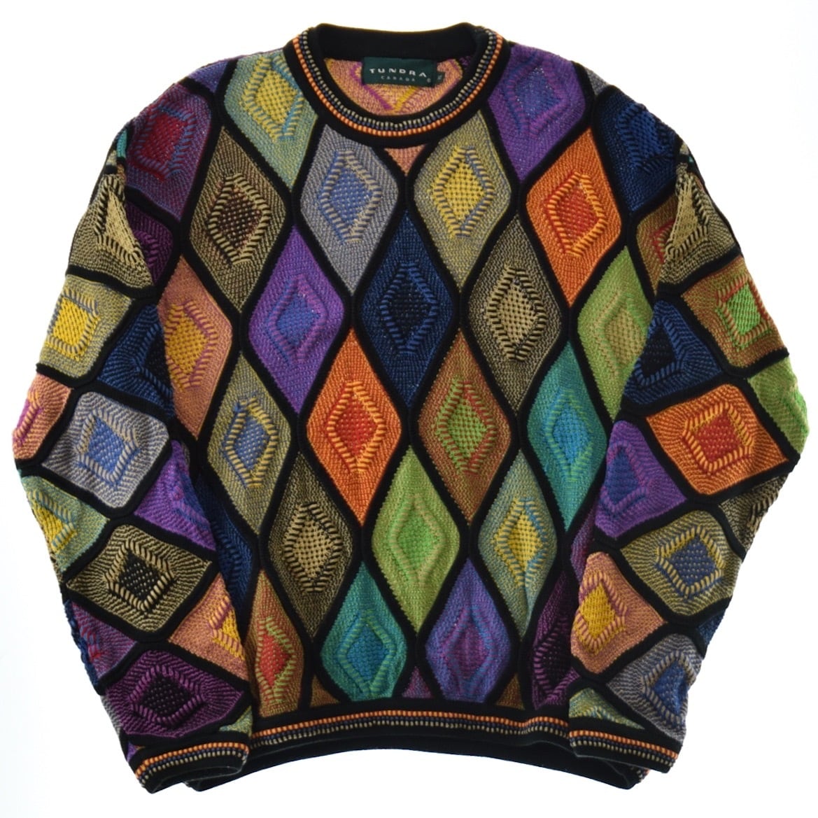 's "TUNDRA" Vintage 3D Knit Sweater Oversize Made In CANADA XL