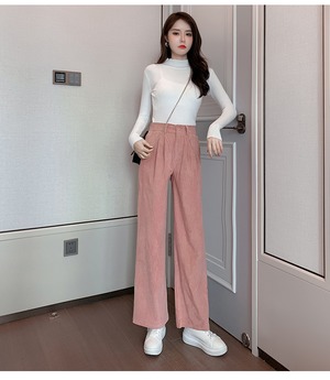 ボトムス パンツ ワイドパンツ 丈が選べる ロング丈 ハイウエスト ポケット コーデュロイ かわいい 大人可愛い カジュアル 大人 上品 おしゃれ お洒落 かっこいい メンズライク ガーリー 無地 秋 冬 10代 20代 30代 レディース ファッション サイズ XXS XS S M L 色展開 ホワイト ブラック グレー ピンク