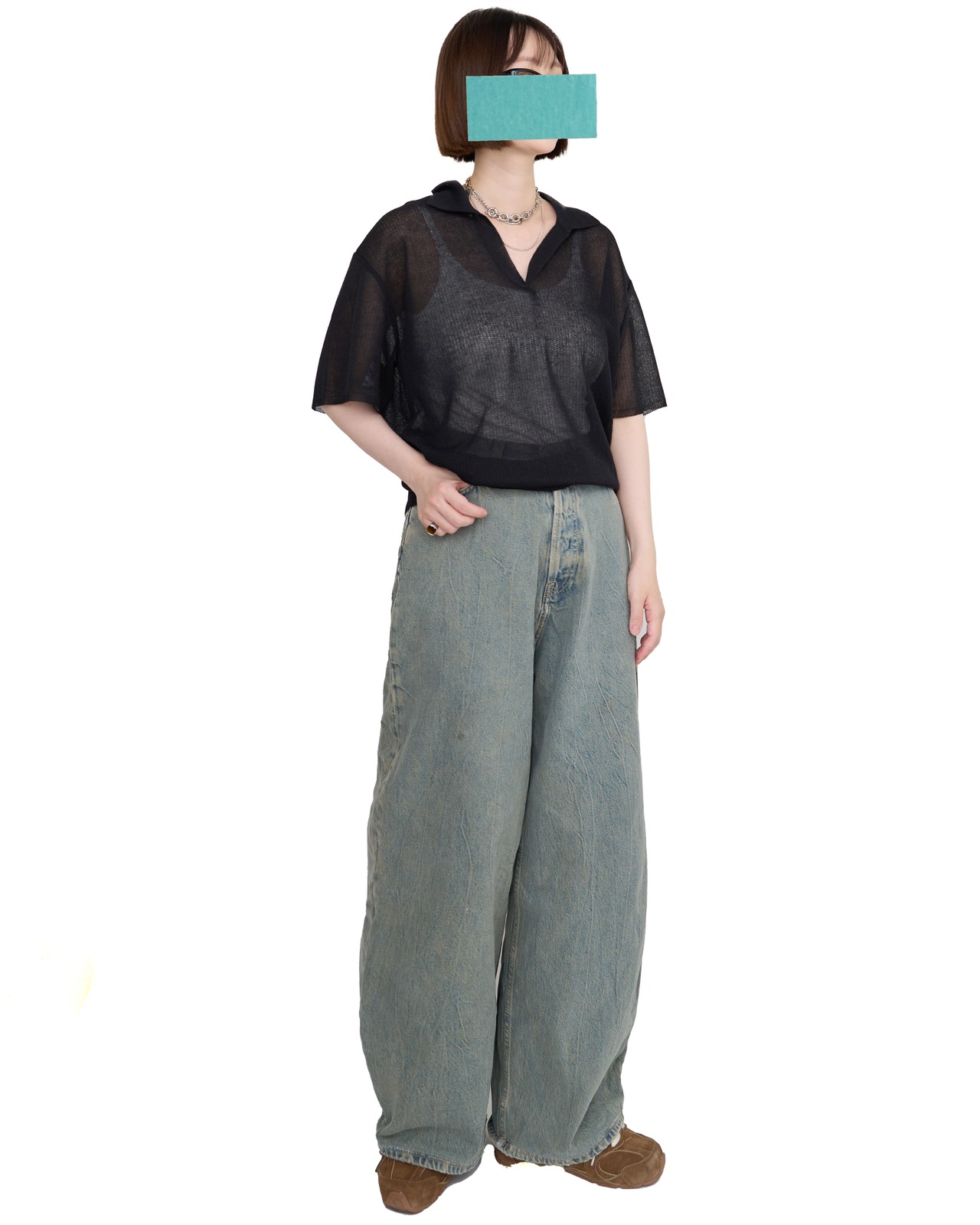 ssstein "PE/RAMIE KNIT SS SKIPPER〔BLACK〕"