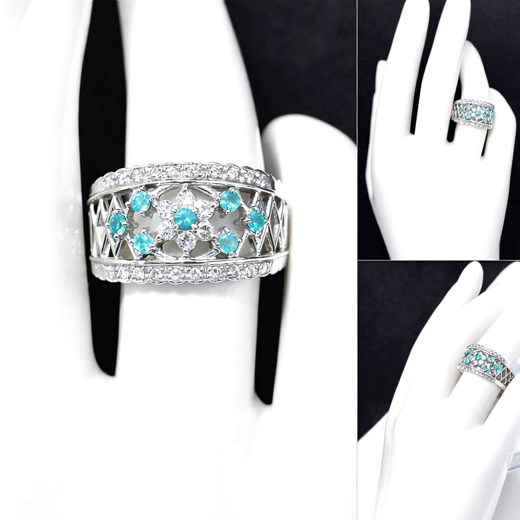 TASAKI タサキ パライバトルマリン パヴェ ダイヤモンド リング 33P
