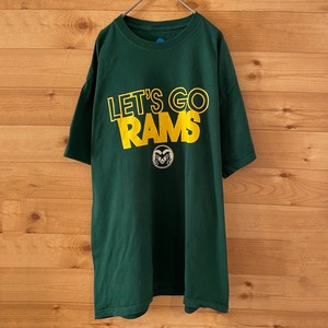 【NCAA】カレッジ コロラド州立大学 RAMS ロゴ プリント 半袖 Tシャツ X-Large us古着