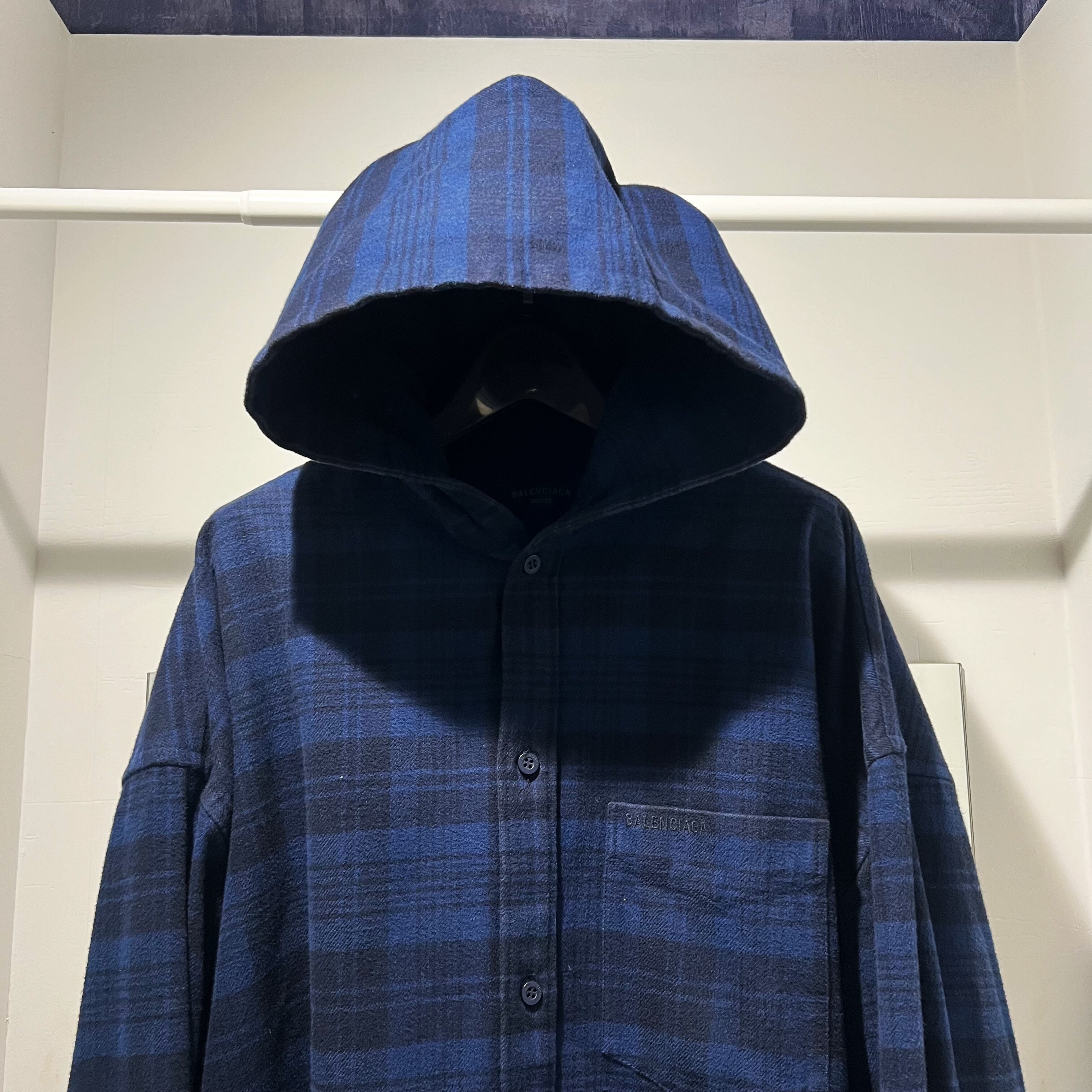 BALENCIAGA バレンシアガ 22AW Check Flannel Hooded Shirt チェック 