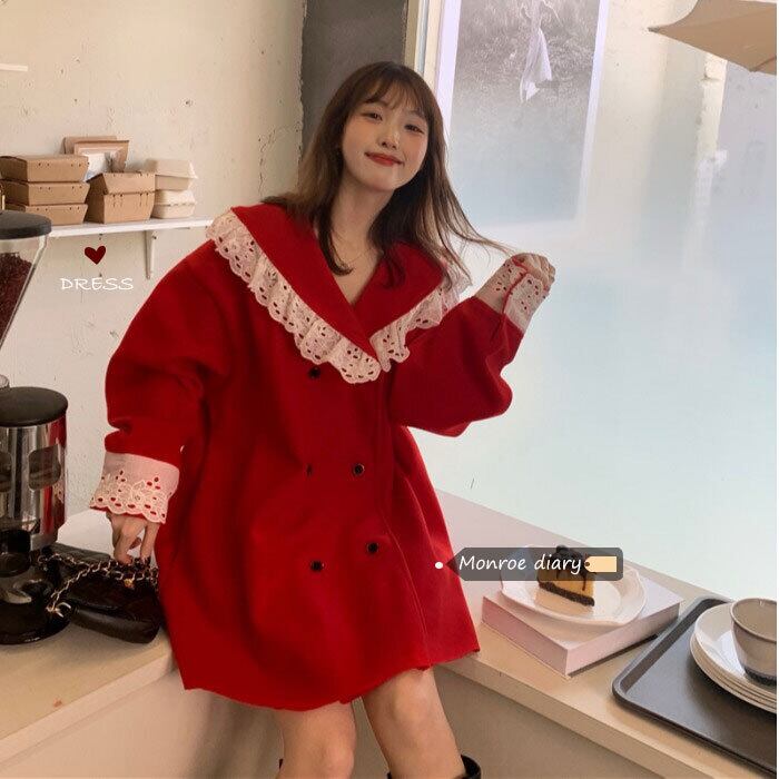 スタンダードレッドドレス スプリングAラインスカート スタイル レトロ 春物 モンロー95370415851